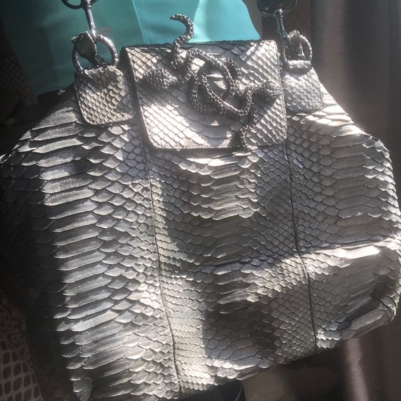 Clara Kasavina Gray Gonzalez Python satchel crossbody bag - Picture 11 of 13